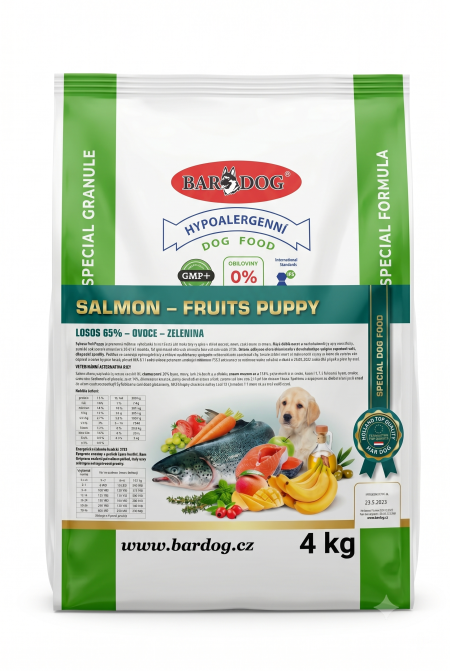 Salmon - Fruits Puppy 34/18 - 65% Lazac, Gyümölcs, Zöldség - 4 kg